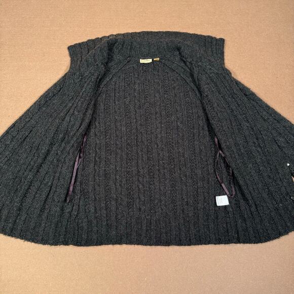 Vintage Gray Chunky Knit Toggle Cardigan Sweater Shawl Collar Cozy Wool Blend - Picture 3 of 7